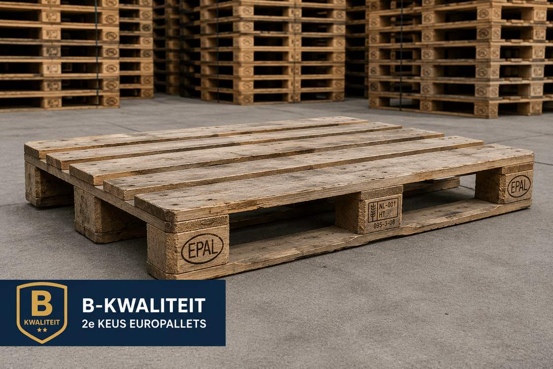 B-kwaliteit tweede keus europallets met normale gebruikssporen