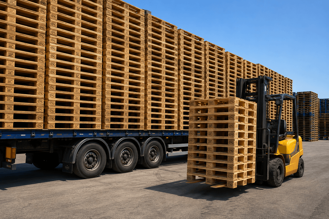 De Palletman koopt en verkoopt gebruikte pallets voor bedrijven.